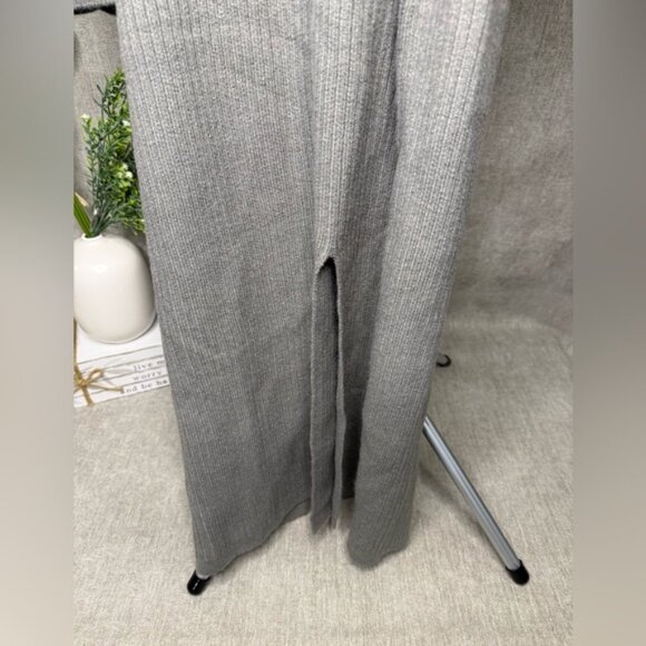 Cider Ribbed Knit Wrap Midi Dress 1XL Gray Long Sleeve Slit NWT Cozy Chic - Picture 3 of 4